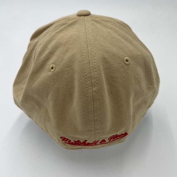 Mitchell & Ness Tan Khaki Fitted Baseball Cap 7 3/8 Nostalgia Co Philadelphia - Picture 3 of 7
